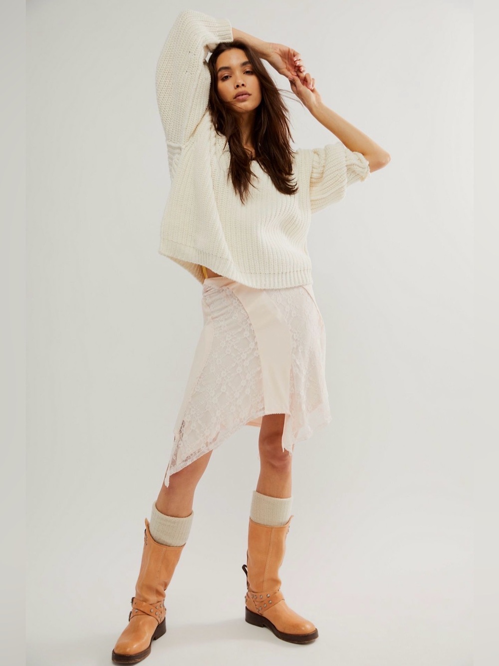 NWT FREE PEOPLE Dreamcatcher Mini Skirt, size large, color: ballet slipper pink